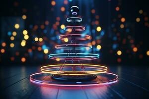 ai generiert Weihnachten Baum Konzept gemacht von Licht Weg Technologie Konzept foto