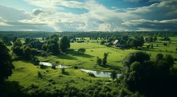 ai generiert Grün Natur, Natur Hintergrund, das schön Grün Feld, Grün Landschaft foto