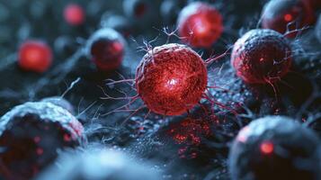 ai generiert Krebs Zelle Abbildungen zum Welt Krebs Tag. virtuell Wirklichkeit machen von Krebs Zellen. foto