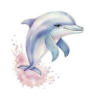 ai generiert Aquarell Fantasie Baby Delfin Clip Kunst isoliert Weiß Hintergrund. ai generiert foto