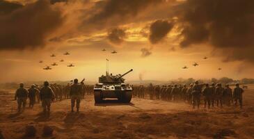 ai generiert Defensive Taktik - - Soldaten im Kampf gegen Terrorismus foto