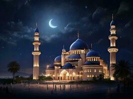 ai generiert Ramadan Foto mit ein schön Moschee