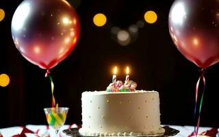 ai generiert Süss Feier bunt Kuchen und froh Momente beim ein Kinder- Geburtstag Party ai generiert foto