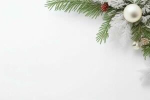 ai generiert Weiß Hintergrund. fröhlich Weihnachten und Neu Jahr Banner mit Kopieren Raum. Profi Foto