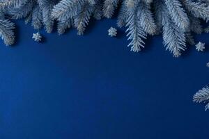 ai generiert Blau Hintergrund. fröhlich Weihnachten und Neu Jahr Banner mit Kopieren Raum. Profi Foto