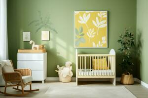 ai generiert der Natur Nest einfach Eleganz im Babys Zimmer mit Natur Hintergrund foto