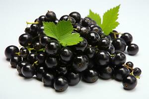ai generiert reife, schwarze Johannisbeere Beeren Obst im das Küche Tabelle Fachmann Werbung Essen Fotografie foto