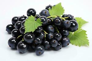 ai generiert reife, schwarze Johannisbeere Beeren Obst im das Küche Tabelle Fachmann Werbung Essen Fotografie foto