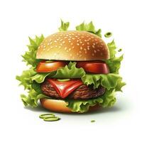 ai generiert frisch lecker Burger isoliert auf Weiß Hintergrund foto