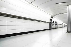 ai generiert Nahansicht Aussicht von ein regulär Öffentlichkeit Gang. Platz zum Werbung im das U-Bahn. neural Netzwerk ai generiert foto