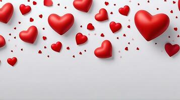 ai generiert Liebe Infusion abstrakt Panorama mit rot Herzen Valentinstag Tag Banner foto