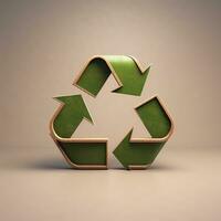 ai generiert Recycling Symbol auf minimalistisch Hintergrund. recyceln, Umfeld, Grün, Natur foto