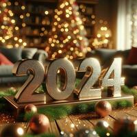 ai generiert Weihnachten und Neu Jahr 2024 Feier Lager Bilder zum Geschäft und Marketing foto