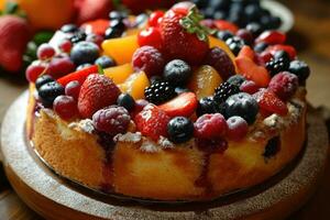ai generiert frisch gebacken Obst Kuchen mit frisch Obst foto