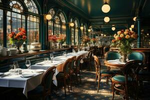 ai generiert das luxuriös Restaurant ist ordentlich vereinbart worden Fachmann Fotografie foto