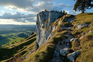 ai generiert oben von das Berg Wandern Fachmann Fotografie foto