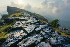 ai generiert oben von das Berg Wandern Fachmann Fotografie foto