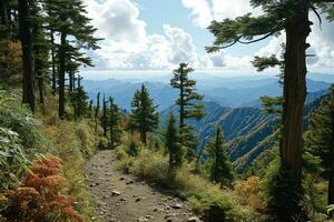 ai generiert oben von das Berg Wandern Fachmann Fotografie foto