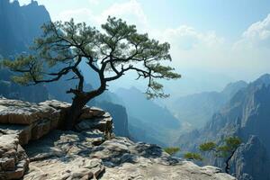 ai generiert oben von das Berg Wandern Fachmann Fotografie foto