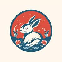 ai generiert ein retro Logo von ein Hase. generativ ai foto