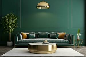 ai generiert 3d gerendert minimal Stil modern Leben Zimmer Innere Design mit Sofa foto