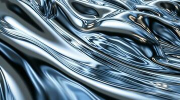 ai generiert Flüssigkeit metallisch Textur mit Wellen foto