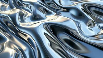 ai generiert Metall Chrom Flüssigkeit Hintergrund abstrakt Textur mit Wellen foto