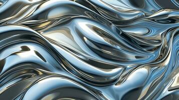 ai generiert Silber Chrom Metall Textur mit Wellen foto