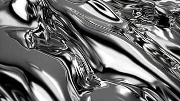ai generiert metallisch abstrakt wellig Flüssigkeit Hintergrund mit Wellen foto