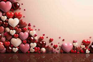ai generiert romantisch Schokolade Valentinstag Tag Banner, Raum zum Text - - elegant Liebe Hintergrund zum Schöne Grüße und Anzeige foto