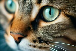 ai generiert Makro Foto von Katze mit schön Augen