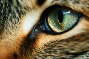 ai generiert Makro Foto von Katze mit schön Augen