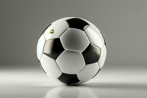 ai generiert ein Fußball Ball glänzend gegen ein hell Hintergrund Erstellen ein dynamisch Szene ai generiert foto