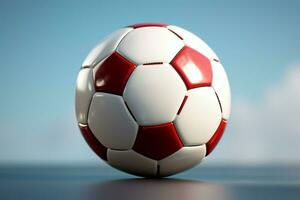 ai generiert Fußball Ball präsentiert gegen ein Licht Hintergrund Erfassen das Geist von das Sport ai generiert foto