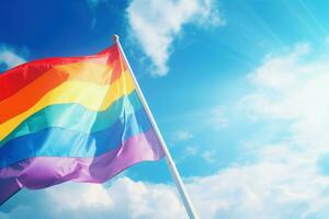 ai generiert beschwingt lgbt Flagge auf Himmel. generieren ai foto