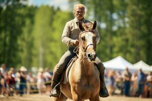 ai generiert heftig Mann Pferd Wettbewerb. generieren ai foto