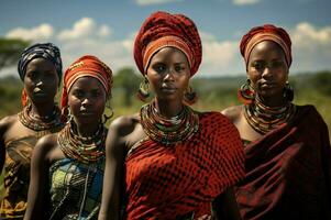 ai generiert bunt afrikanisch Frauen traditionell Tuch. generieren ai foto