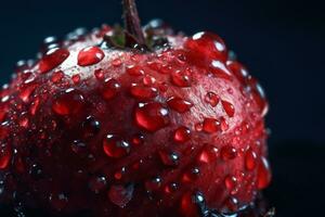 ai generiert saftig rot Obst bedeckt mit Wasser Tröpfchen. generieren ai foto