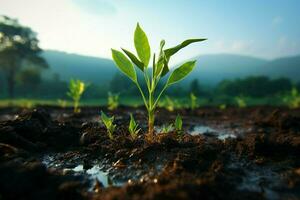 ai generiert Grün Initiative Neu Baum gepflanzt wie Teil von das Kampf gegen Klima Veränderung ai generiert foto