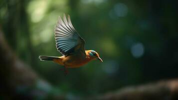 ai generiert Vögel fliegend im Ruhe Landschaft, das Schönheit von Natur im beschwingt Farben generativ ai foto