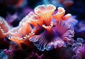 ai generiert bunt Korallen im das Ozean. unter Wasser Leben. foto