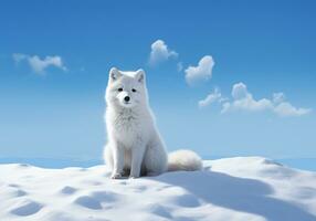 ai generiert Polar- Fuchs auf das schneebedeckt Boden suchen beim uns foto