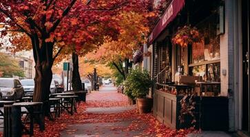 ai generiert Herbst im das Park, Bäume im das Park, Herbst Saison, Herbst Szene im das Park, schön Bäume im Herbst foto