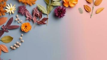ai generiert Gelb Rosa Sanft Farbe Herbst Blume verschwommen Hintergrund foto