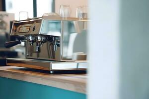 ai generiert Espresso Maschine Herstellung frisch Kaffee. neural Netzwerk ai generiert foto