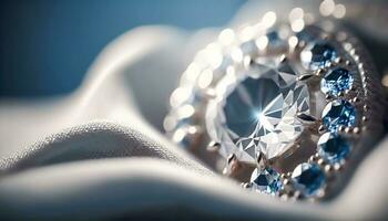 ai generiert Blau Diamant und Weiß Diamanten Schmuck Design Sammlung Juwel Meisterwerk, Luxus exklusiv Saphir Edelstein und exquisit Premier maßgeschneidert Juwelier maßgeschneidert Saphire. generativ ai foto