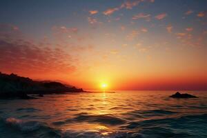 ai generiert Küsten Verzauberung ein schön Sonnenaufgang Farben das Meer Hintergrund foto