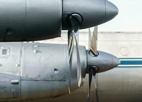 Propeller Schraube von ein Jahrgang Flugzeug schließen oben foto