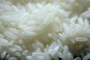 ai generiert Reis Perfektion schließen oben von schön gekocht und vorgestellt Weiß Reis foto