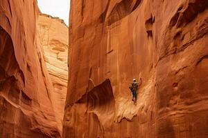 ai generiert Bergsteiger im Antilope Schlucht, Buchseite, Arizona, USA, ai generiert foto